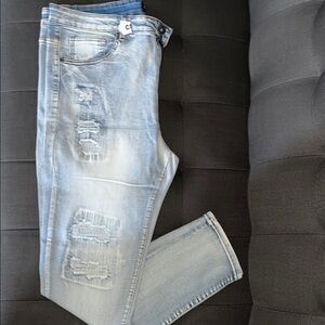 Men's Light Blue Ripped Skinny Jeans